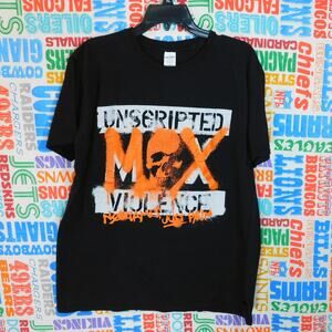 Jon Moxley Mox Unscripted Violence Wrestling T Shirt Size XL Black Orange AEW